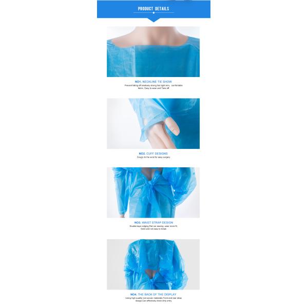 Anti Bacterial Disposable CPE Gowns With Thumb Loop disposable kitchen aprons medical aprons