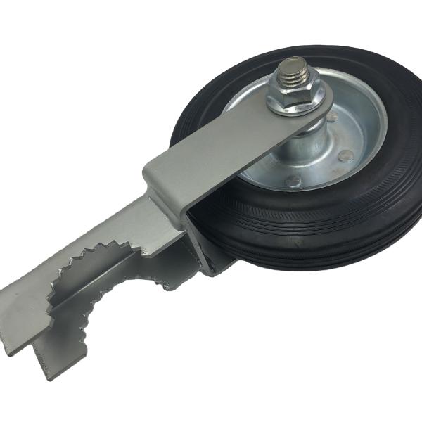 House Outdoor Garden Fence Gate Wheel in Black Powder Coated Metal Sliding Design