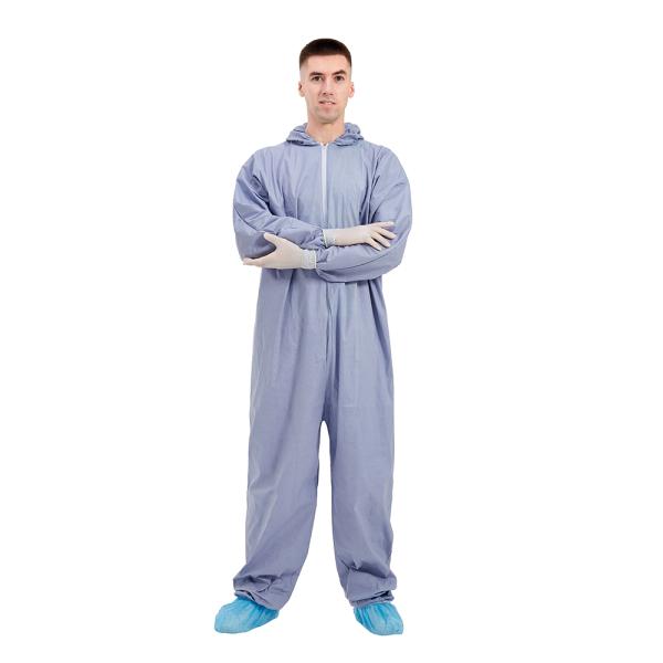 non woven Disposable Work Coveralls Nylon zipper EN 1073 2