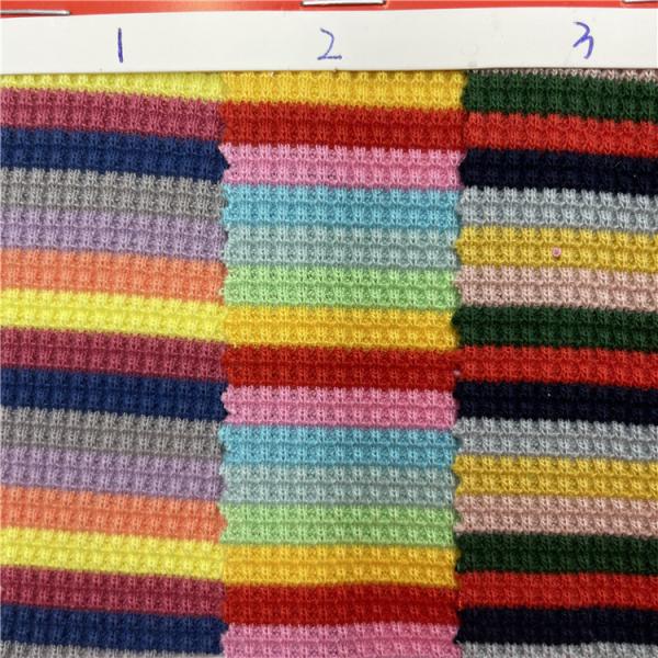 300Gsm Tie Dyed 96.5%Cotton 3.5%Spandex Waffle Knit Fabric Cotton 4 Way Stretch Waffle Stripe Knitted Fabric