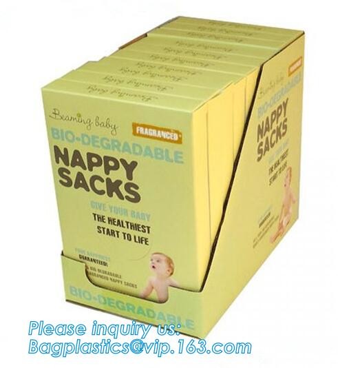 Nappy Baby Disposable Diaper Sacks, Degradable scented disposable baby diaper sack, green tie handle baby diaper sack