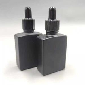China 30ml 50ml Essential Oil Dropper Bottle Black Frosted Square on sale