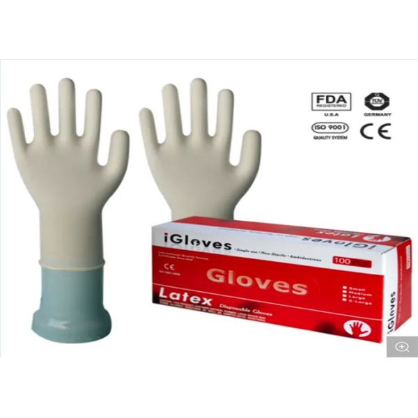 CE Approval Disposable Medical Gloves 100% Natural Latex Materials S / M / L / XL