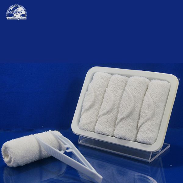 Cotton disposable airline hot and cold aircraft face towel