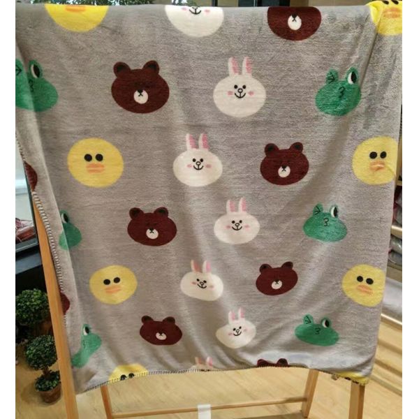 Teddy Bear Cartoon Print Blanket / Animal Print Baby Flannel Blanket Eco Friendly