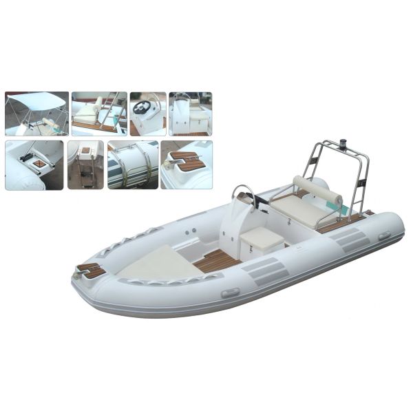 Hand Made FRP Inflatable RIB Boats , Deep - V Fiberglass Hull Inflatable Fishing Dinghy