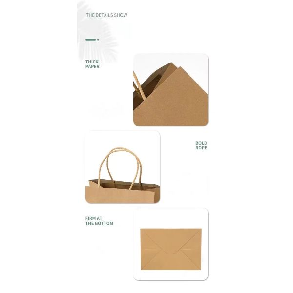 White Brown 250gsm Kraft Printed Paper Shopping Bags With Handles