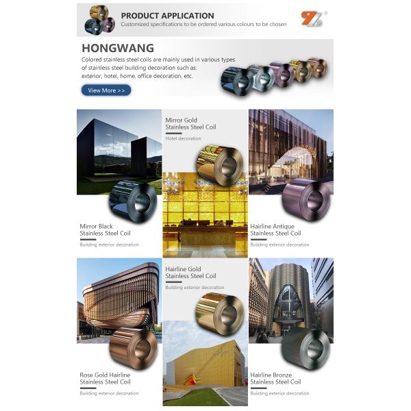 1240mm Width Grade 410 HL Stainless Steel Coil in PVD Gold Color Coated