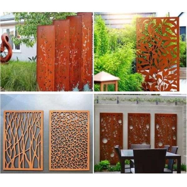 Rusted Red Corten Steel Privacy Screen Panel Outdoor 1800x900mm