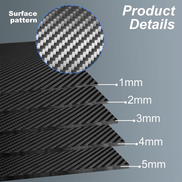 0.25-5mm Thick High Strength Carbon Board Lightweight Carbon Fiber Plate