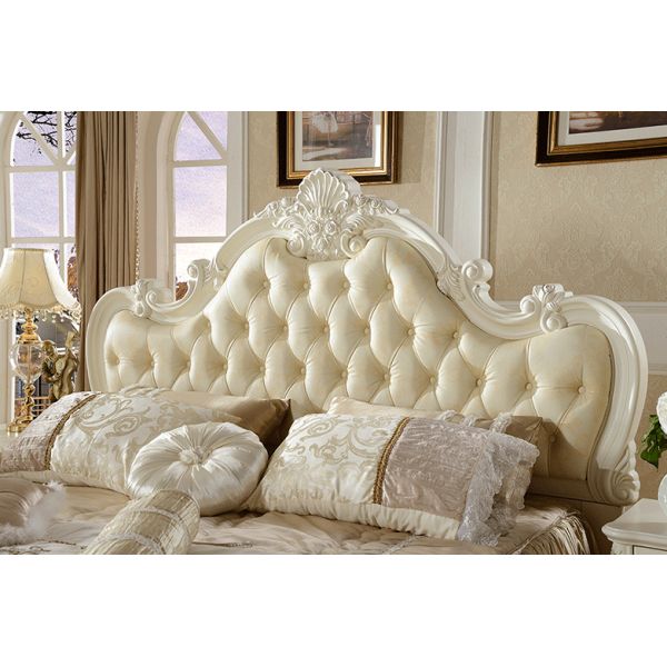 2017 newest Classic French style wooden soft leather bed