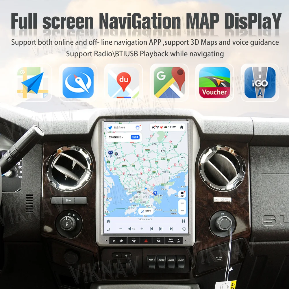 Viknav 12.1Inch Android Touch Screen Car Radio Ford F250 2013 2014 Carplay Auto Stereo Aftermarket Head Unit Video Player