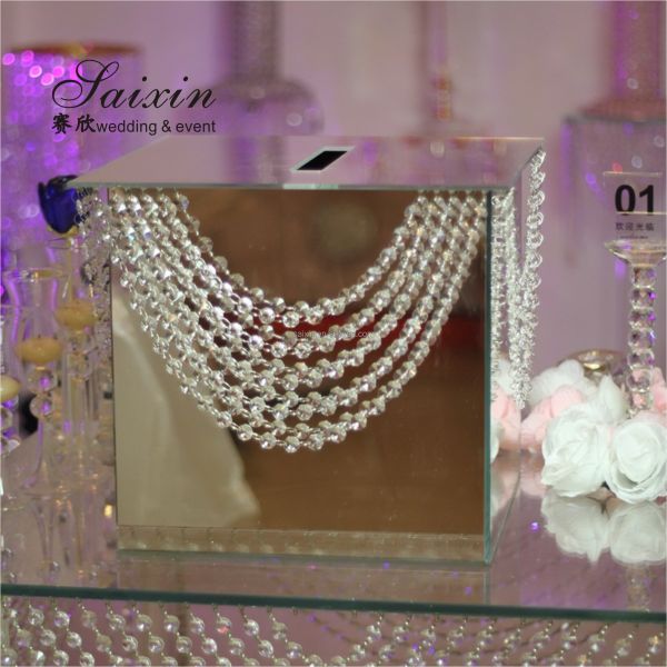 20ft Acrylic Wedding Backdrop Decoration Centerpieces Beautiful Event Gold Mirror Plastic Money Boxes
