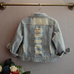 Spring 80CM 31.5in Childrens Jean Personalised Denim Jacket With Frosted Hole