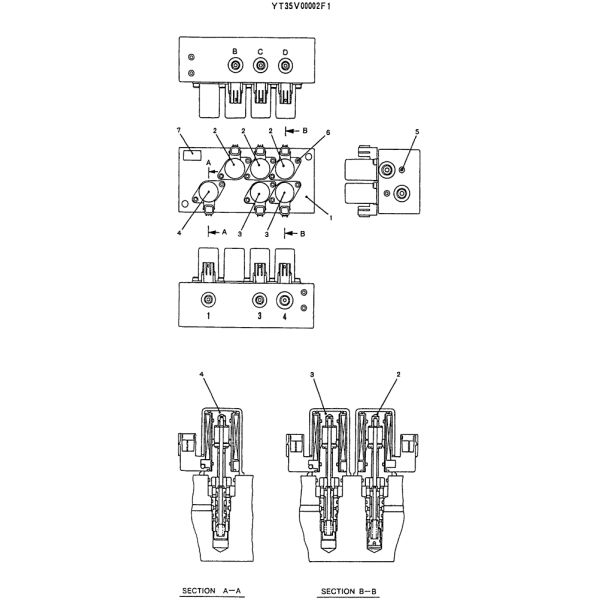 YT35V00005F1 New Green Plug Safety Relief Valve SK60 SK70 SK75 Inverse Proportional Solenoid Valve