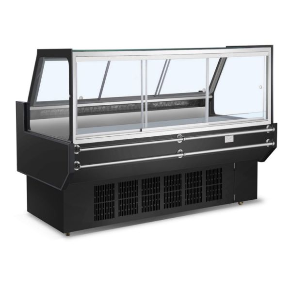 Commercial Chiller Meat Shop Glass Refrigeration Fresh Food Demonstration Supermarket Cooler Big Display Capacity