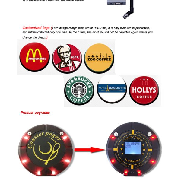 wireless FM modulation waterproof long range signal pocsag coaster pager for clinic or restaurant