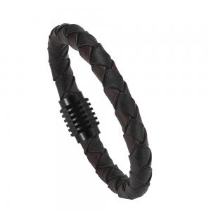 Cheap Hot stainless steel magnet buckle leather rope bracelet men custom leather bracelet wholesale