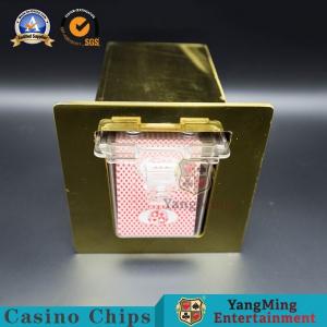 China Stainless Steel Titanium Yellow Playing Cards Holder GamblingTable Hidden Card Box on sale