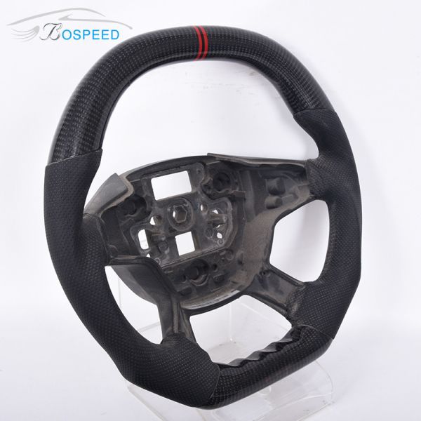 Perforated Leather Ford Carbon Fiber Steering Wheel Sports Plain Weave