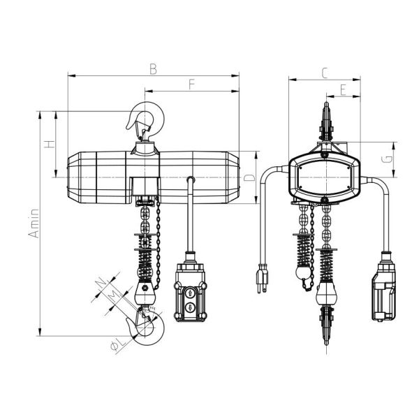JTHH Series Custom 500kg Chain Hoist With Trolley IP65 Protection Level
