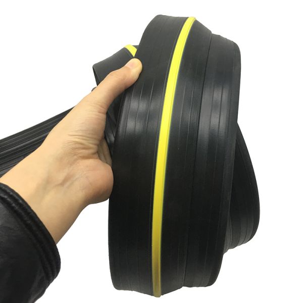 Supply Floor Black with Yellow Garage Door Threshold Strip Seals in Custom Sizes