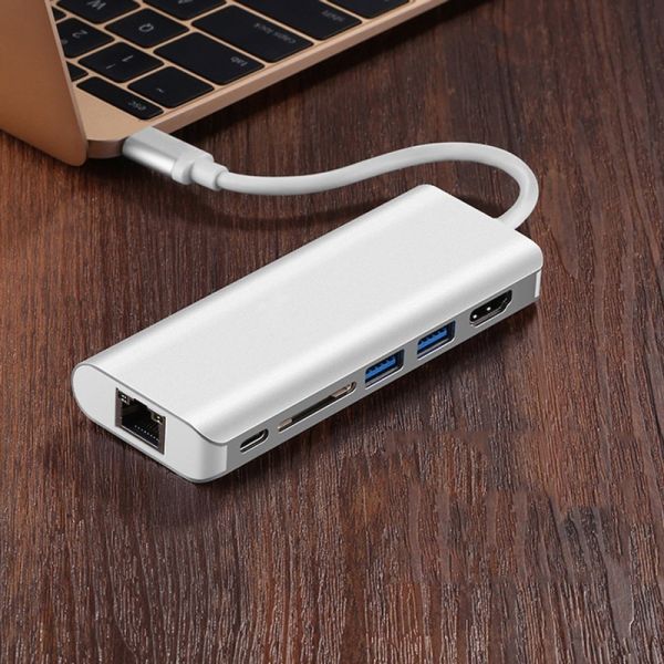 Kico Aluminum housing multi ports 4 in 1 USB-C to 4K*2K HDMI + USB3.0 + USB2.0 Type C PD charge usb hub with power supply