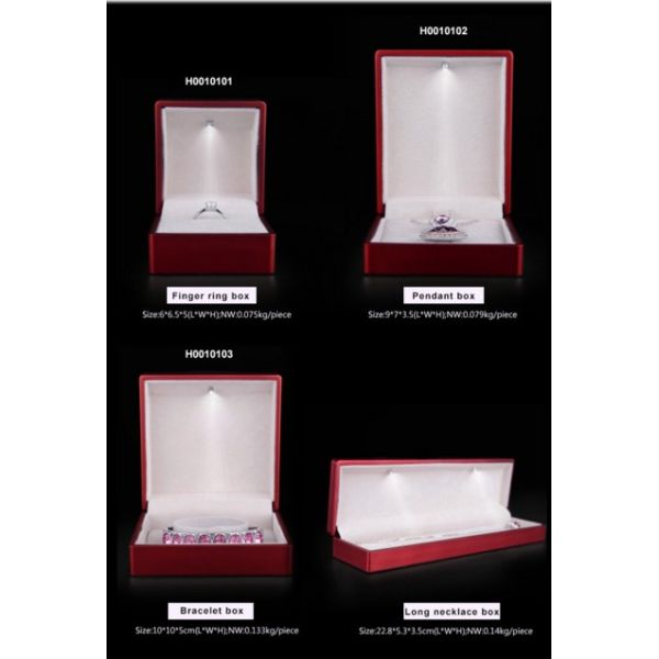 Logo Foiled Plastic Jewellery Box , Wedding Ring Box With Light Long Plush Insert