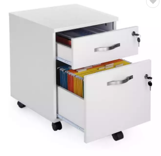 Adjustable Rails 2 Drawers Locking Mobile File Cabinet Knock Down For Office