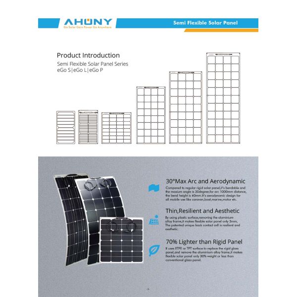 ETFE Flexible 12V 60w Cell Solar Panel For Solar Camping Rv Marine Boat