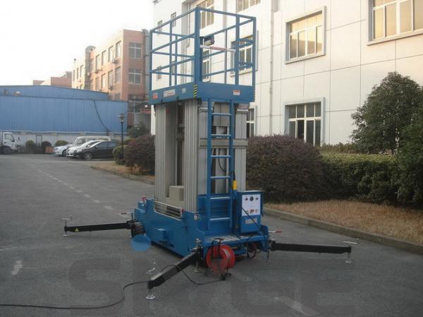 Quality Four Mast Blue Hydraulic Lift Ladder Electric Motor With 12 m Platform Height for sale