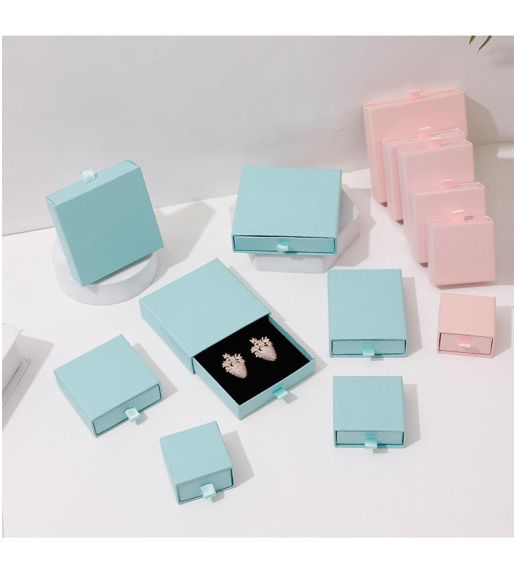Custom Logo Sliding Drawer With Foam Tray Necklace And Bracelet Gift Box Jewelry Packaging Box