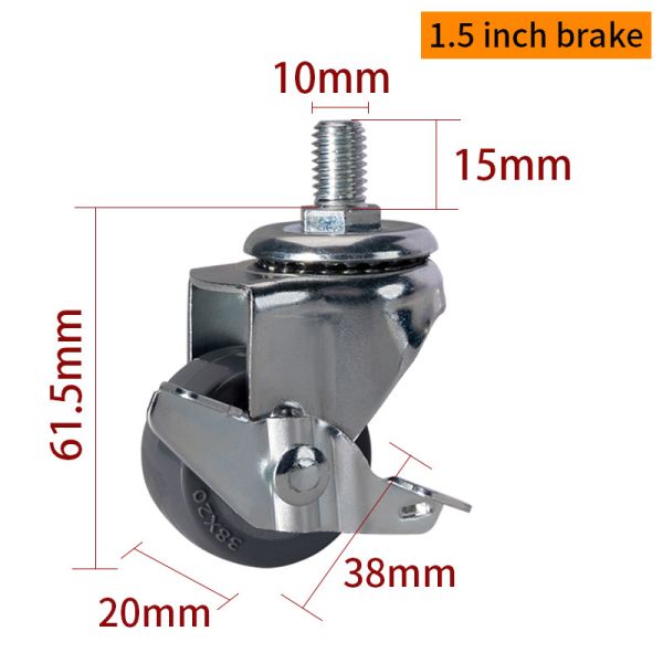 EDL 1.5 Inch 38mm Mini Swivel Caster Wheels With Brakes 2615S-73