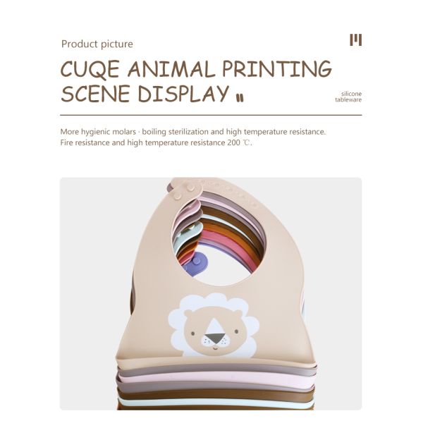 Pantone Color Baby Silicone Bib Custom With Cute Animal Sloth Printing