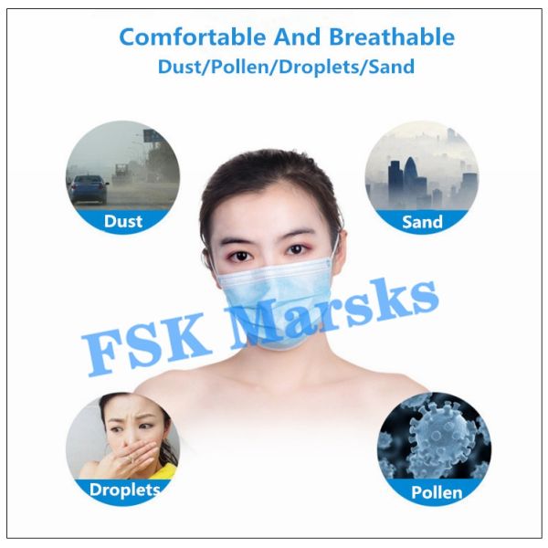 Non Reusable 3 Ply Disposable Face Mask Personal Protection Dustproof Anti Fog