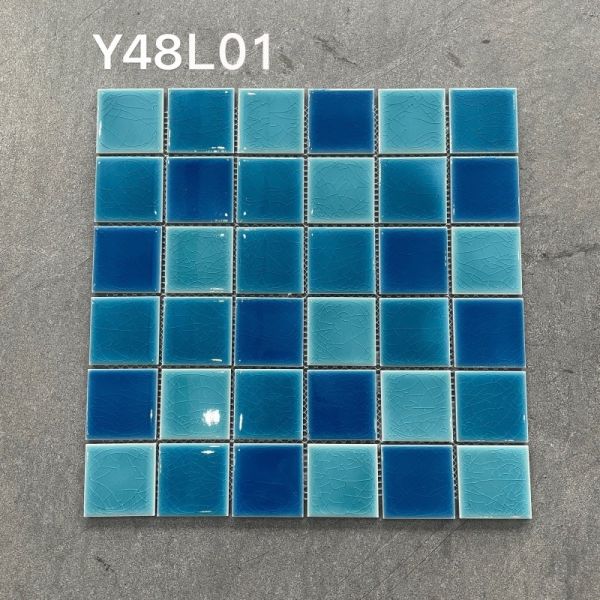 Blended Blues Glass Ceramic Mosaic Tiles 300x300mm for Swimming Pool