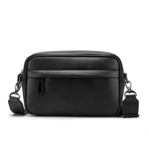 China Black Microfiber Cell Phone Cross-body Pouch Male Side Sling Cross Bag Men Leather Messenger Bag For Men on sale