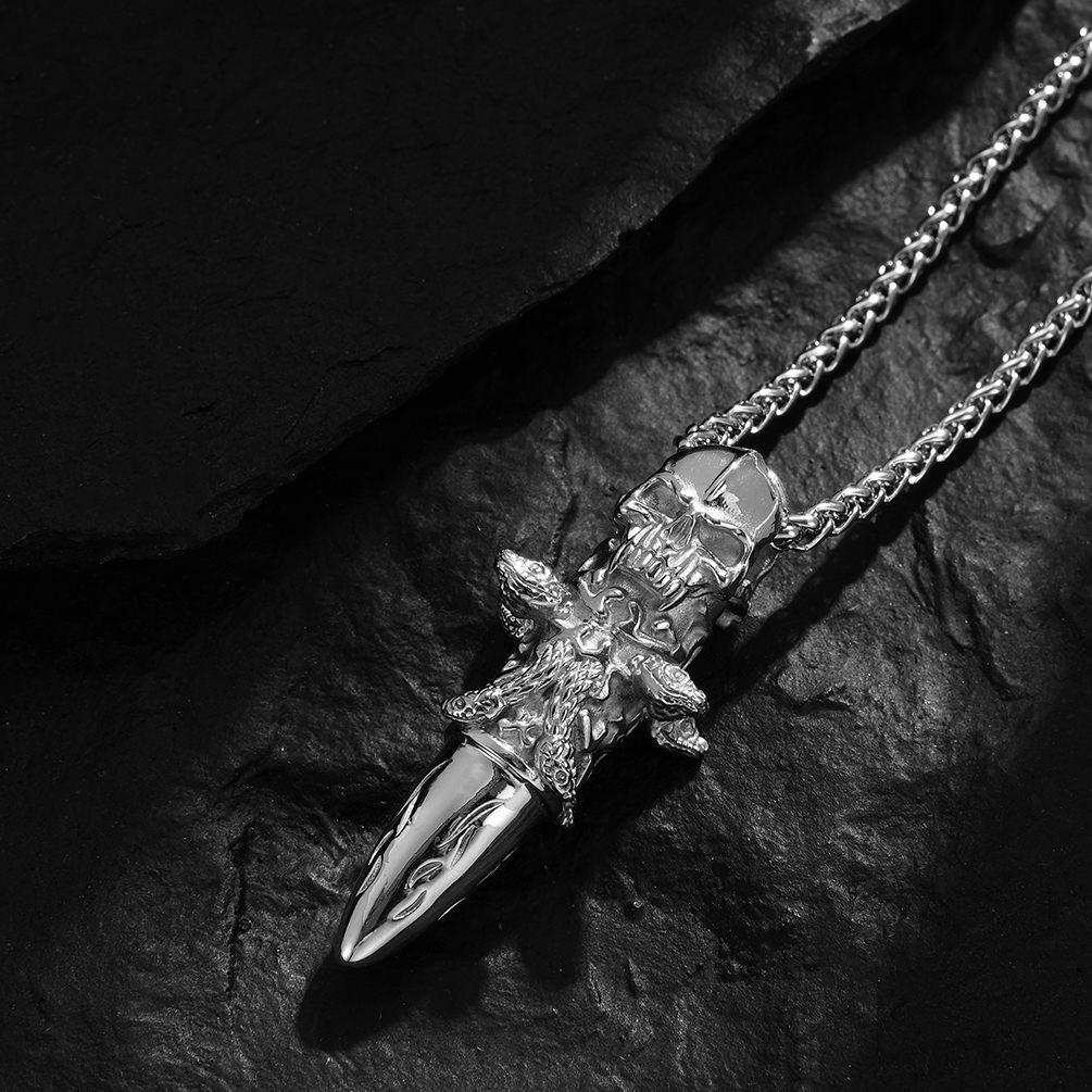 Skull Shape Stainless Steel and Gold Pendants Necklaces for Men Jewelry