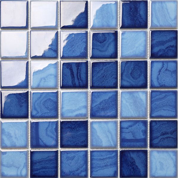 Kiln Change Ceramic Mixed Blue Mosaic Tiles Square for Swimming Pool