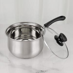 Cheap Kitchenware Stainless Steel Soup Boiling Pot Milk Pan with Glass Lid wholesale