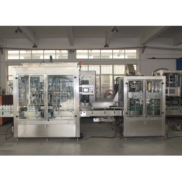 Liquid Bottle Filling Line With Bottle Capping Machine And Double Side Labeling Machine