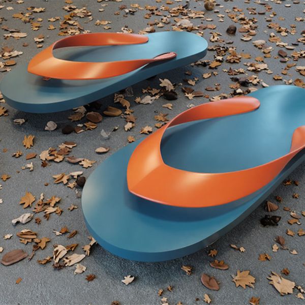 Large Outdoor Stainless Steel Flip Flop Sculpture Public Painted Metal Art