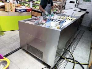Cheap Butcher Shop Fruit Store Deli Food Display Cooler Chiller  Flip Or Non - Flip Cover SS wholesale