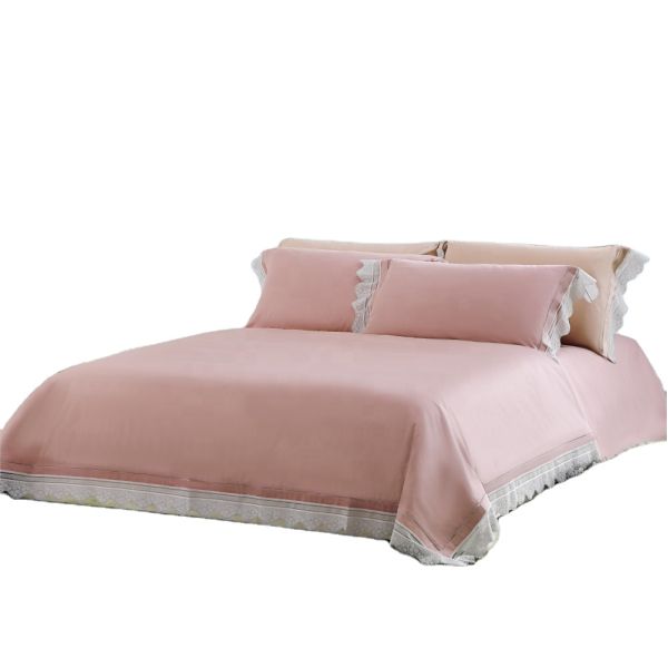 3-4kg Luxury Satin Silk Hotel Bedding Set with Beautiful Exquisite Jacquard Pattern