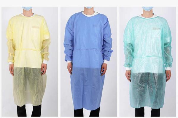 Disposable Isolation Gown PP+PE Laminated Waterproof and Breathable for Lab and