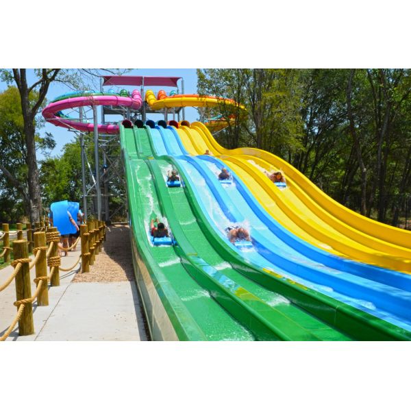 Attractive Butterfly Racing Fiberglass Water Slides Galvanized Carbon Steel Frame For Aqua Park