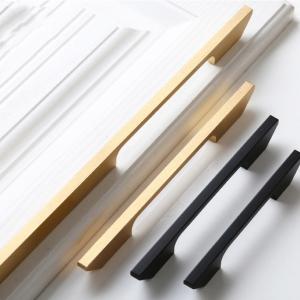 China 192mm Wardrobe Aluminum Long Handles Black Gold Decoration For Closet on sale