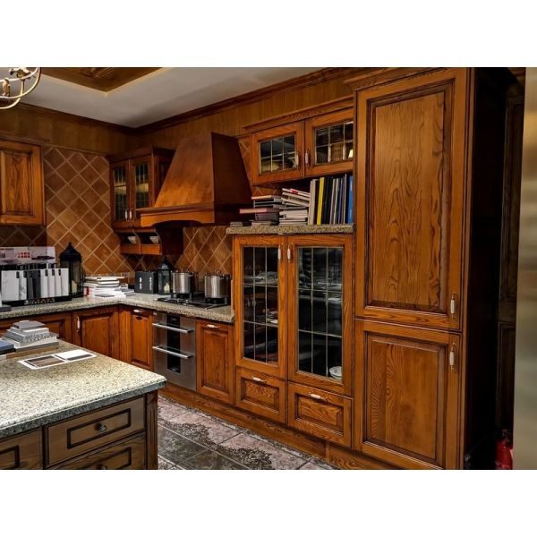 Fadior Warm Wood Grain Cellar Wine Storage System With Gold Handles