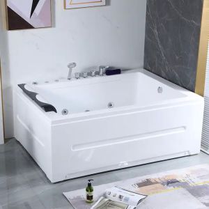 Cheap Acrylic Bathroom Sanitary Ware Fibreglass Double Whirlpool Spa Bathtub wholesale