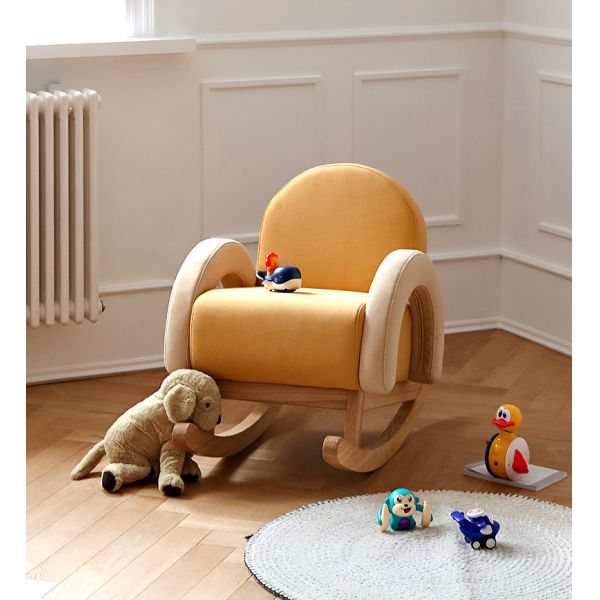 Nordic color Household Small Fabric Rocking Chair Hollow Arc Handrail